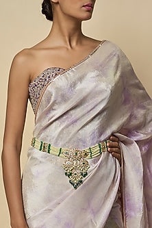 Gold Plated Kundan Polki & Green Onyx Waist Belt