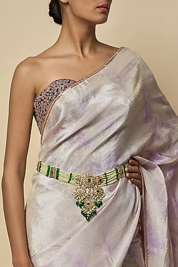 Gold Plated Kundan Polki & Green Onyx Waist Belt