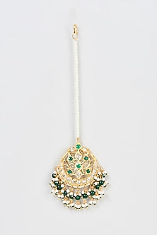 Gold Plated Kundan Polki & Pearl Maang Tikka