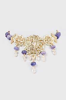 Gold Plated Amethyst & Pearl Choker Necklace