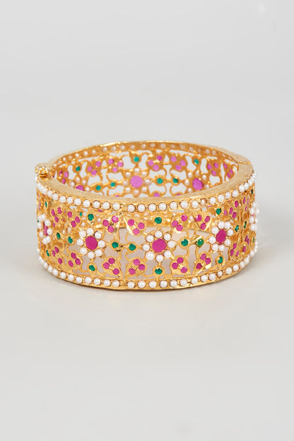 Gold Plated Polki & Navratan Bangle
