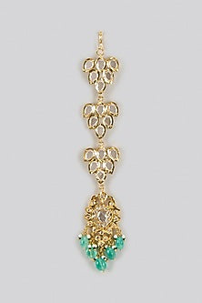 Gold Plated Kundan Polki & Green Onyx Maang Tikka