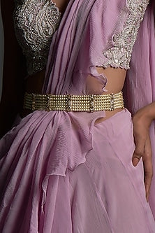 Gold Plated Kundan Polki & Pearl Waistbelt