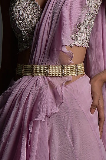 Gold Plated Kundan Polki & Pearl Waistbelt