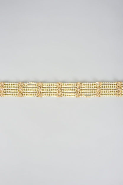 Gold Plated Kundan Polki & Pearl Waistbelt