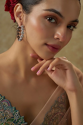 White Finish Moissanite Hoop Earrings In Sterling Silver