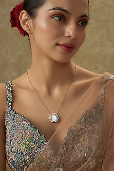 Gold Plated Moissanite Necklace In Sterling Silver