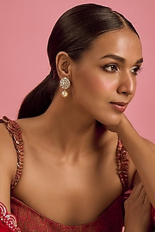 Victorian Gold Plated Moissanite Stud Earrings In Sterling Silver