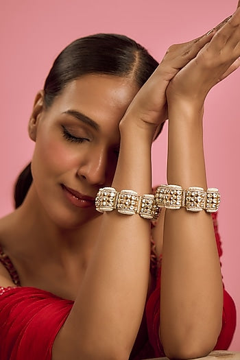 Gold Plated Moissanite Bangles In Sterling Silver (Set Of 2)