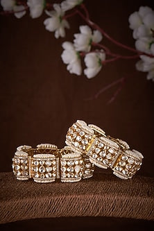 Gold Plated Moissanite Bangles In Sterling Silver (Set Of 2)