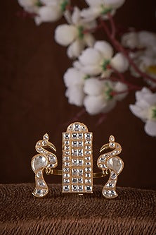 Gold Plated Moissanite Ring In Sterling Silver