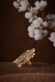 Gold Plated Moissanite Ring In Sterling Silver