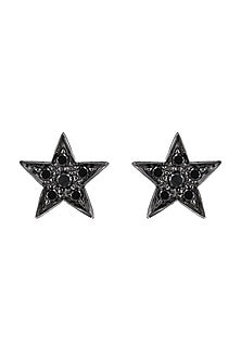 14 Kt Black Gold Diamond Star Earrings