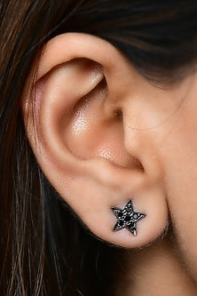 14 Kt Black Gold Diamond Star Earrings