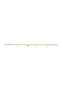 14 Kt Yellow Gold Diamond Love Anklet