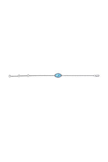 14 Kt White Gold Diamond Turquoise Eye Anklet