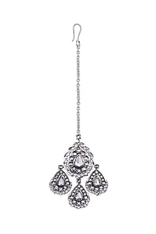 18 Kt White Gold Rose-Cut Diamond Maang Tikka