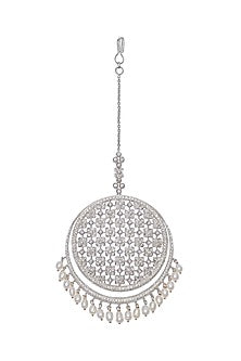 18 Kt White Gold Pearl & Diamond Maang Tikka