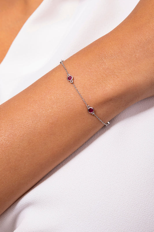 14 Kt Yellow Gold Diamond & Ruby Bracelet