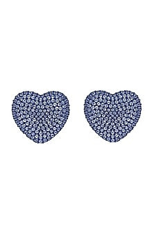 18 Kt White Gold Classic Tanzanite Heart Stud Earrings
