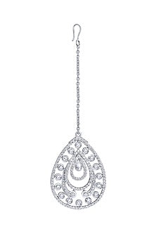 18 Kt White Gold Maangtikka With Full Cut Diamonds