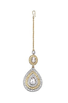 18 Kt Yellow Gold Yellow Sapphire Maangtikka