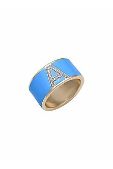 18 Kt Yellow Gold Full Cut Diamond Enamelled Ring