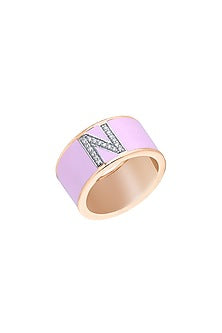 18 Kt Rose Gold Diamond Enamelled Ring