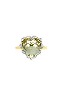 14 Kt Yellow Gold Heart Ring With Lemon Quartz