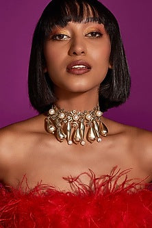 Gold Plated Natural Shells Choker Necklace