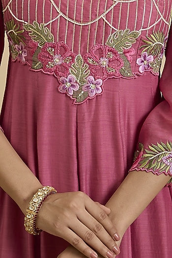 Gold Plated Kundan Polki & Ruby Stone Kada In Sterling Silver