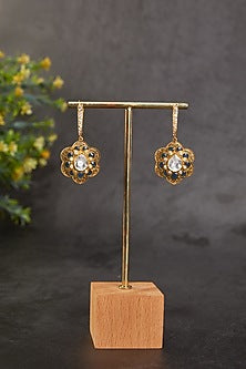 Gold Plated Tanzanite Blue Stone Bali Earrings In Sterling Silver