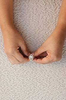 Gold Plated Marquise Motif Ring In Sterling Silver