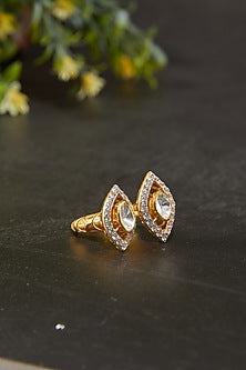 Gold Plated Marquise Motif Ring In Sterling Silver