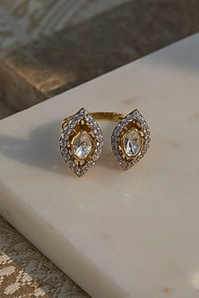 Gold Plated Marquise Motif Ring In Sterling Silver