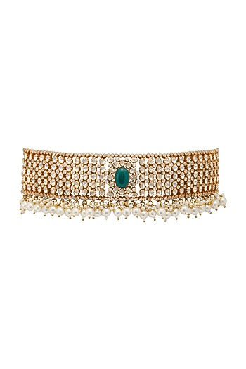 Gold Plated Freshwater Pearl Choker Necklace In Sterling Silver