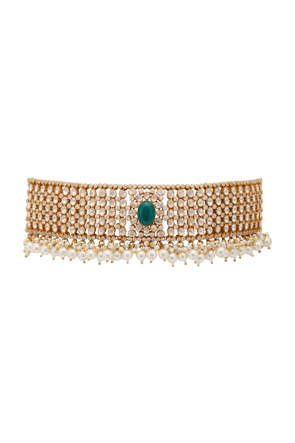 Gold Plated Freshwater Pearl Choker Necklace In Sterling Silver