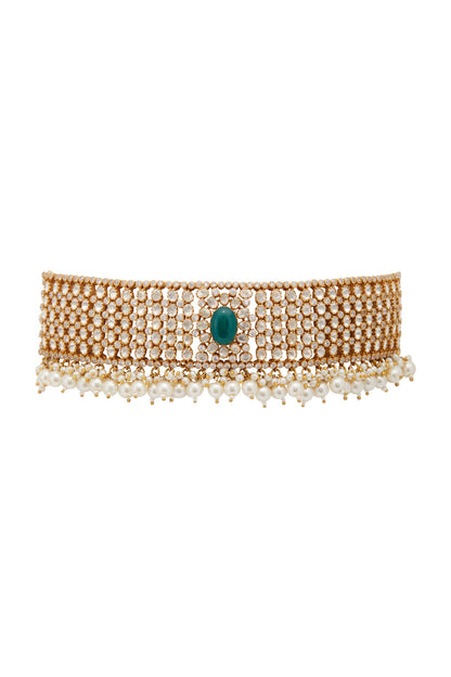 Gold Plated Freshwater Pearl Choker Necklace In Sterling Silver