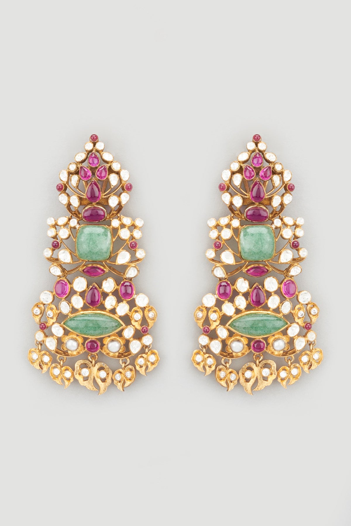 Gold Finish Earrings In Sterling Silver