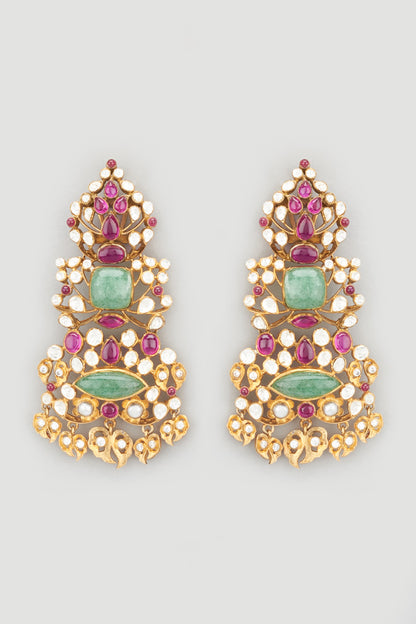 Gold Finish Earrings In Sterling Silver