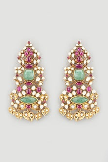 Gold Finish Earrings In Sterling Silver