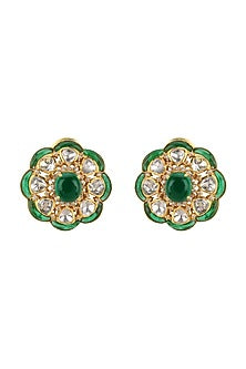 Gold Plated Polki & CZ Diamonds Stud Earrings
