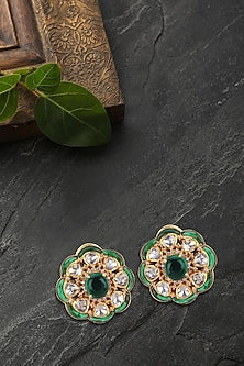 Gold Plated Polki & CZ Diamonds Stud Earrings