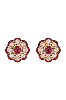 Gold Plated Ruby Stud Earrings