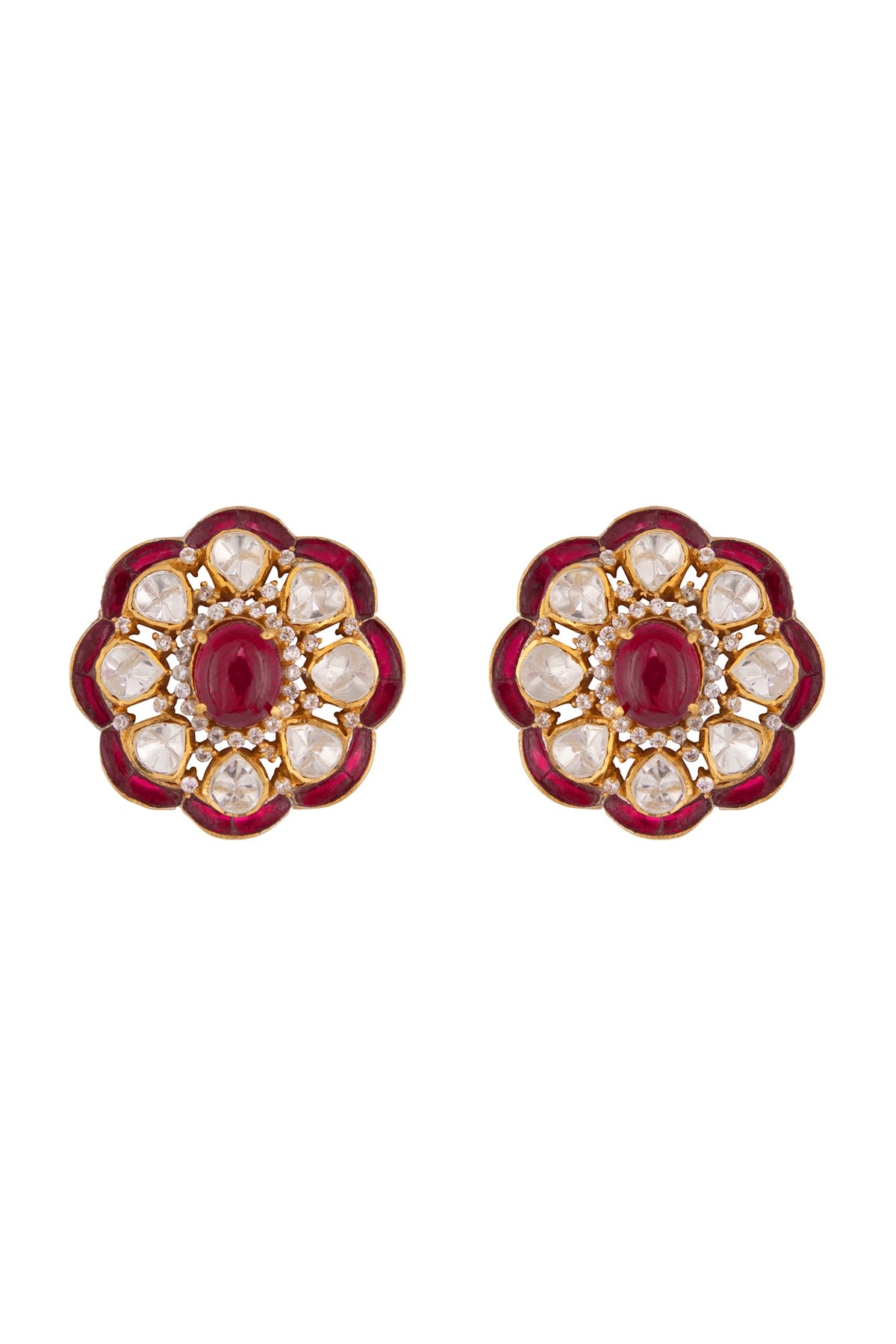 Gold Plated Ruby Stud Earrings