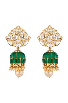 Gold Plated Polki Jhumki Earrings