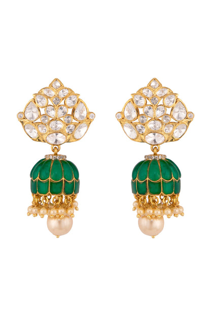 Gold Plated Polki Jhumki Earrings