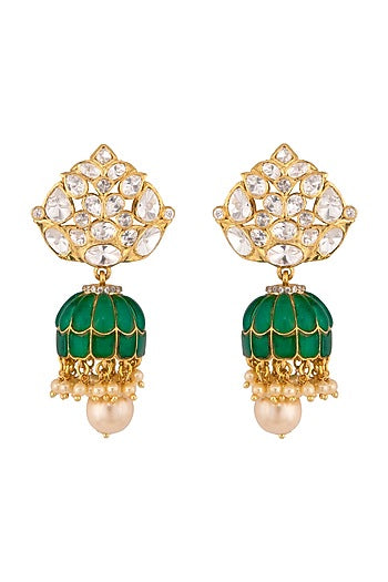 Gold Plated Polki Jhumki Earrings