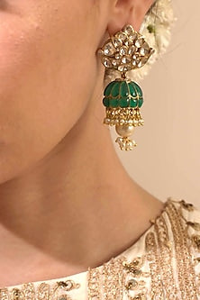 Gold Plated Polki Jhumki Earrings