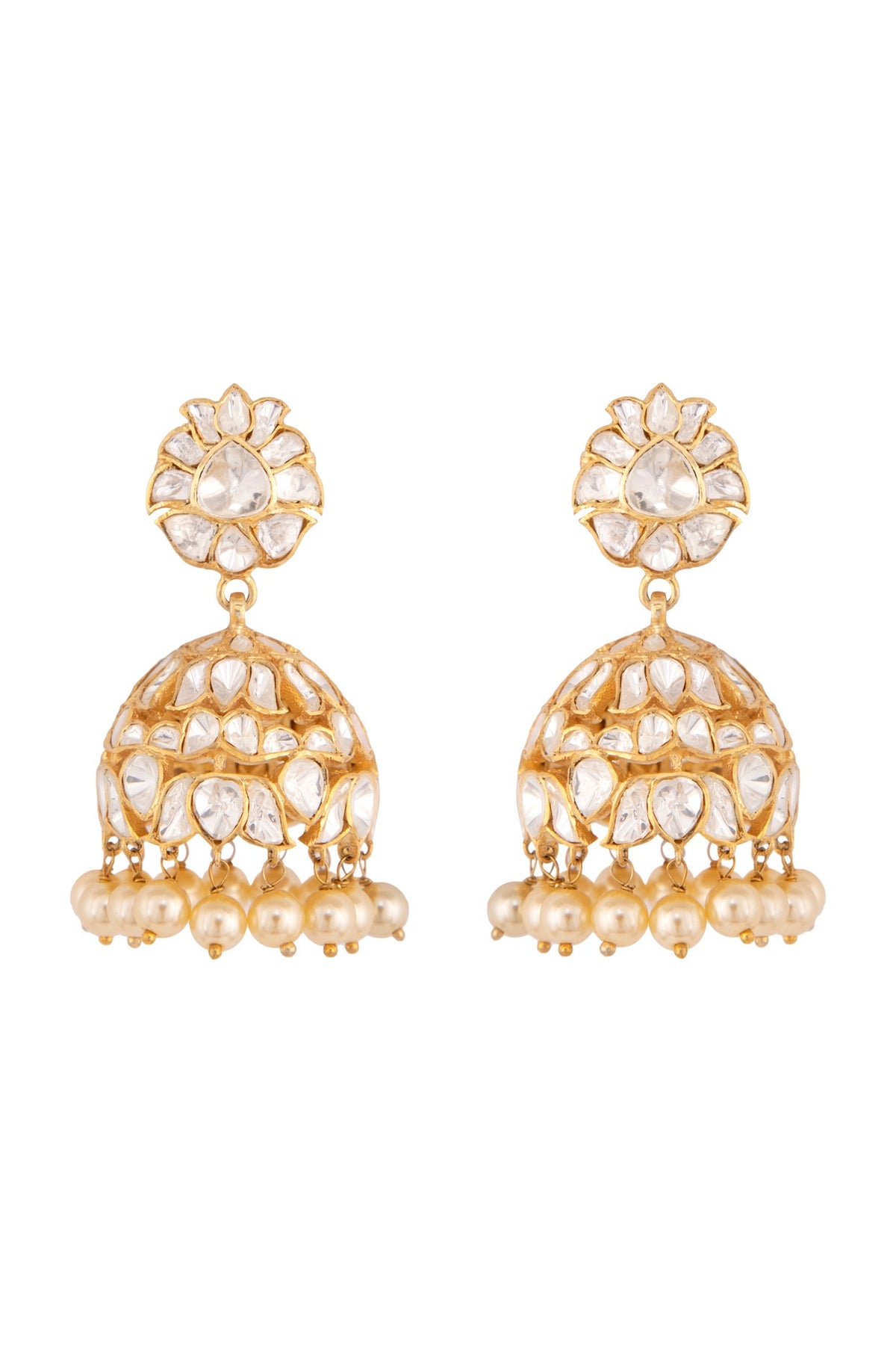 Gold Plated Pearls Jhumki Earrings